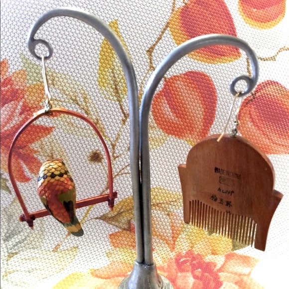 OOAK Chinese Antique Art repurposed into earrings - Picture 3 of 9